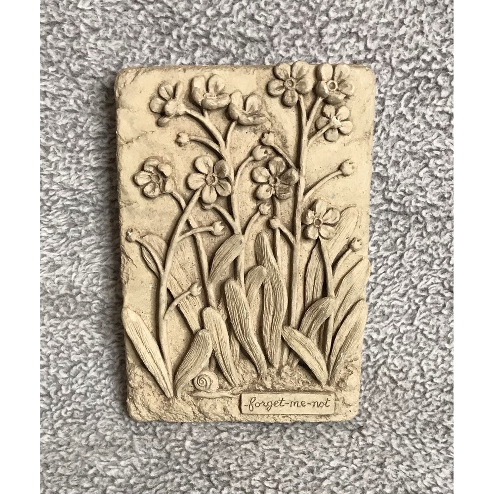 Vintage George Carruth Studio Forget Me Not Stone Wall Plaque Garden Art